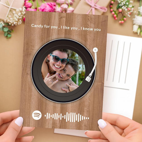 Custom Spotify Code Gift Card Personalized Photo Vinyl Records Card Spotify Music Message Card