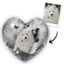 Custom Photo Pet Magic Heart Sequin Cushion Pillow