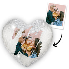 Custom Sweet Love Photo Magic Heart Sequin Cushion Pillow