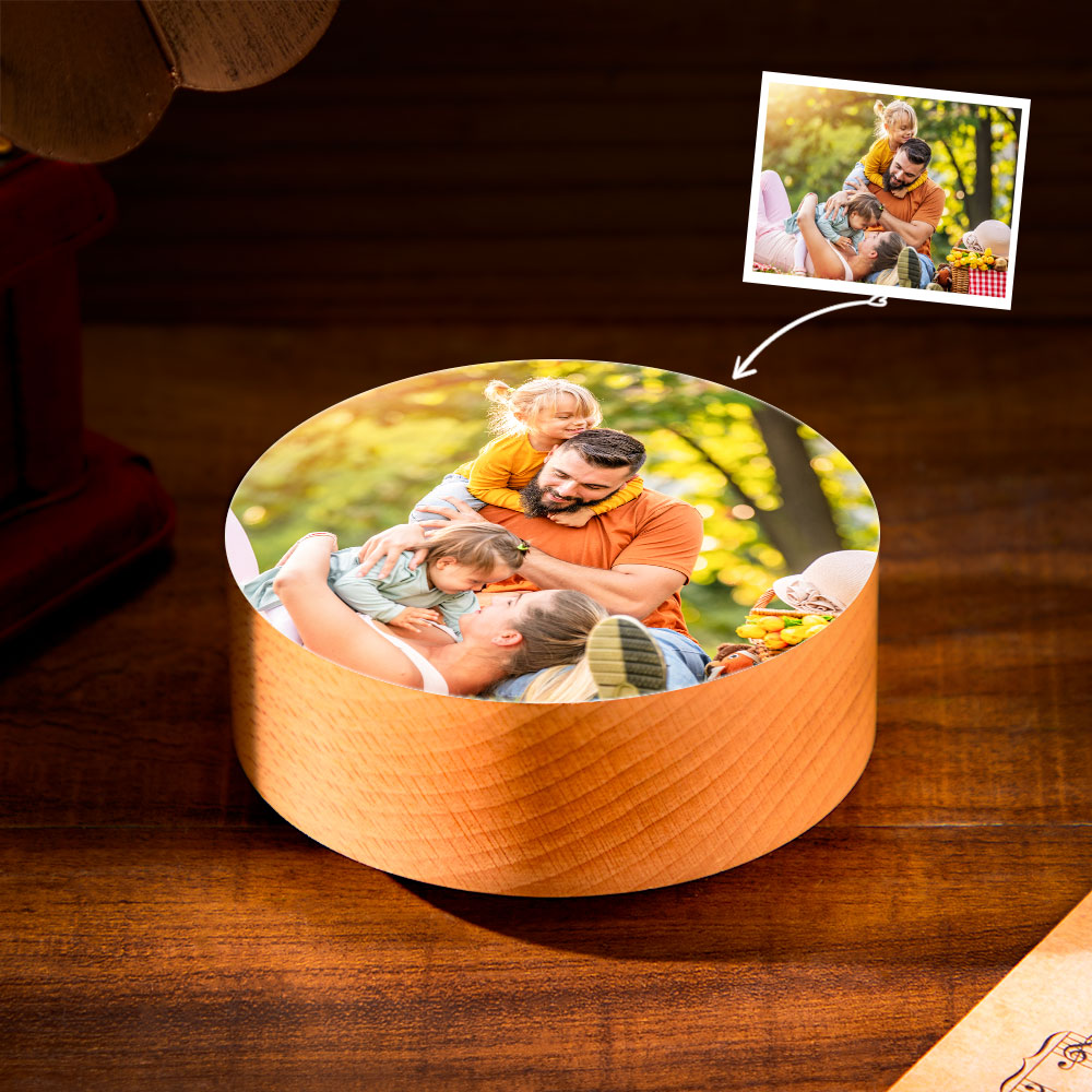 Custom Photo Wooden Music Box Rotating Base Music Tabel Decoration - 