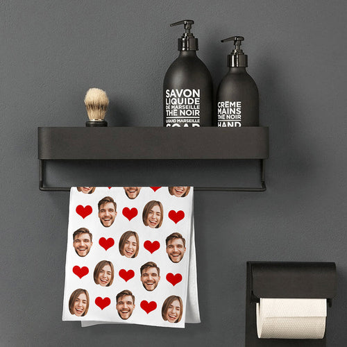 Custom Couple Faces Towel Personalized Photo Towel Funny Gift