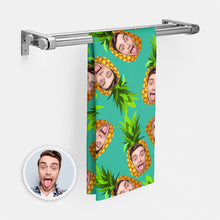 Custom Faces Pineapple Towel Personalized Photo Towel Funny Gift