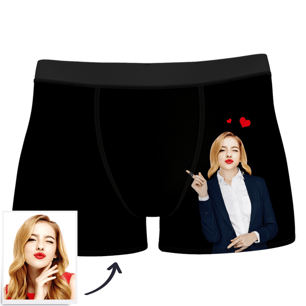 Men's Custom Face On Body Boxer Shorts Funny Face Boxer - Let Me See/ Sexy Girl/ Hot Dance/ It belongs to me/ Only I Can Ride It/ Comic Girl's Glasses/ Pick Up Skirt