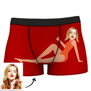 Men's Custom Face On Body Boxer Shorts Funny Face Boxer - Let Me See/ Sexy Girl/ Hot Dance/ It belongs to me/ Only I Can Ride It/ Comic Girl's Glasses/ Pick Up Skirt