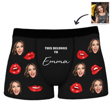 XS to XXXL Custom Photo Boxer Shorts for Men With "THIS BELONGS TO" and Custom Name Printed