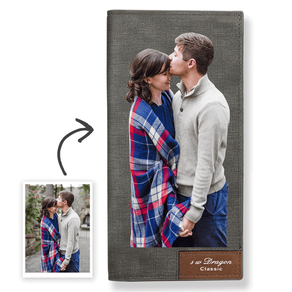 Women's Custom Photo Wallet Grey Color Printing