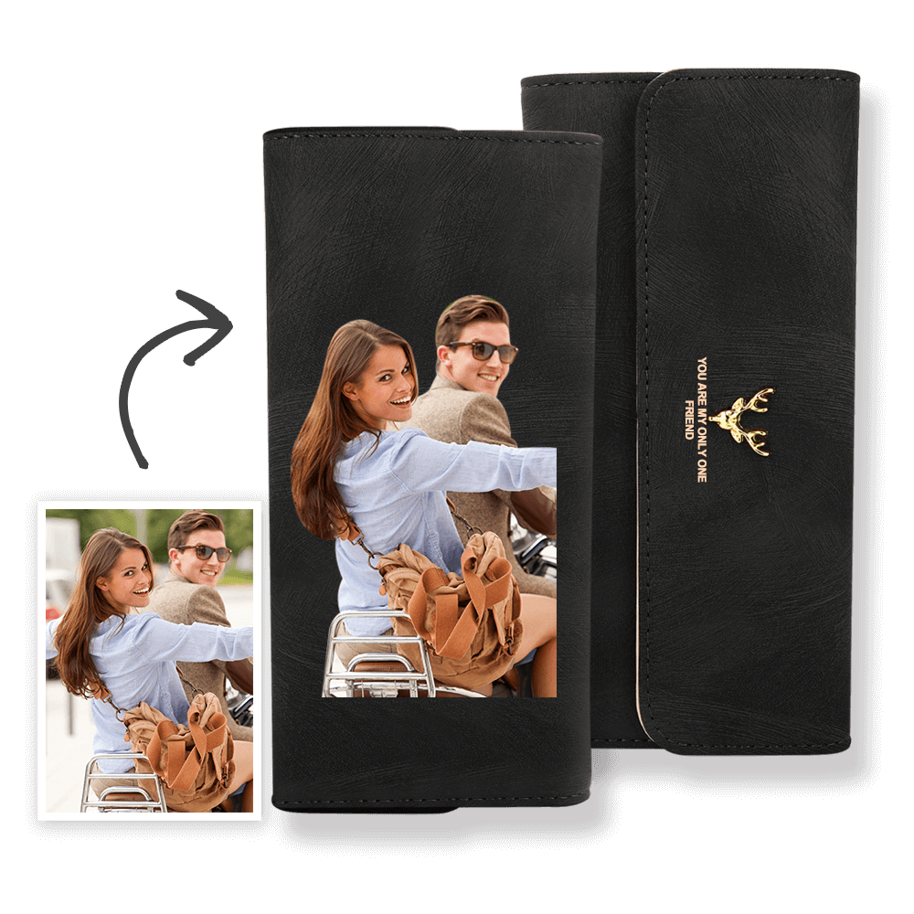 Personalized Wallet | Custom Photo Wallet | Women's Trifold Long Leather Wallet | Color Printing