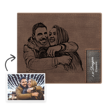 Men's Bifold Custom Photo Wallet Brown Father's Day Gift