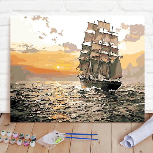 Christmas Gifts Custom Photo Painting Home Decor Wall Hanging-Sailing Ship On The Sea Painting DIY Paint By Numbers
