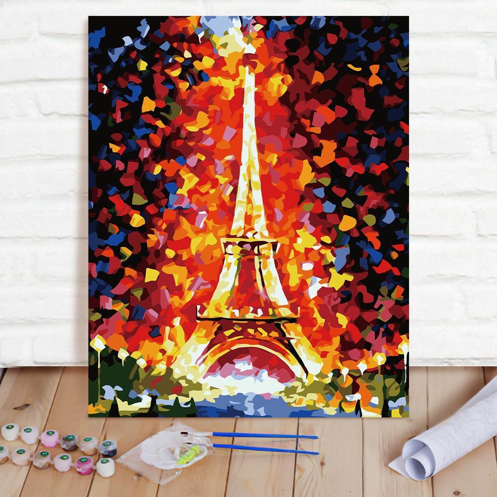 Custom Photo Painting Home Decor Wall Hanging-Eiffel Tower Painting DIY Paint By Numbers