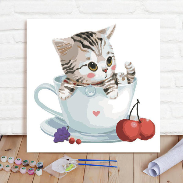Custom Photo Painting Home Decor Wall Hanging-Cute Little Tabby Cat Painting DIY Paint By Numbers