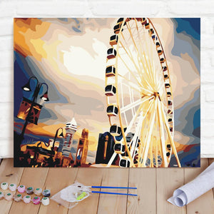 Christmas Gifts Custom Photo Painting Home Decor Wall Hanging-Ferris Wheel Painting DIY Paint By Numbers