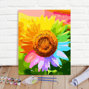 Custom Photo Painting Home Decor Wall Hanging-Colored Sunflowers Painting DIY Paint By Numbers