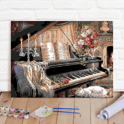 Custom Photo Painting Home Decor Wall Hanging-Piano Room Painting DIY Paint By Numbers
