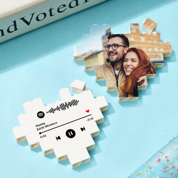 Custom Music Code Building Brick Personalized Photo Block Heart Shape