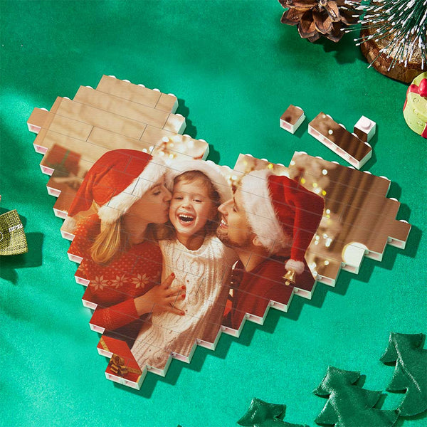 Christmas Gifts Custom Building Brick Personalized Photo Block Heart Shaped - 