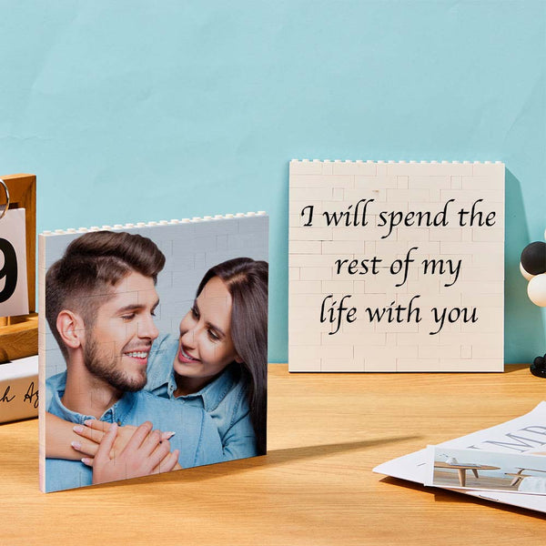Personalized Building Brick Square Photo Block Music Code Custom Text Frame