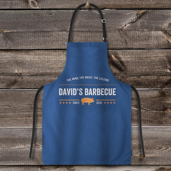 Custom Text Adjustable Bib Apron For Kitchen Cooking Restaurant BBQ Painting Crafting Blue