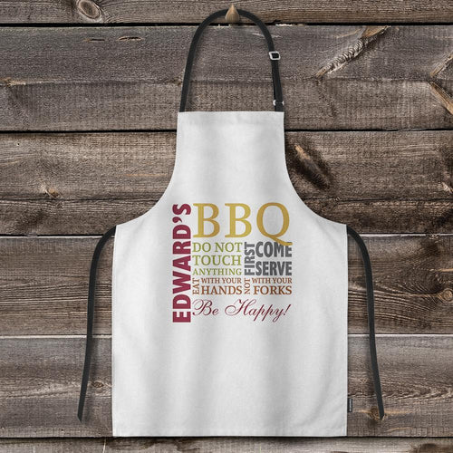 Custom Text Adjustable Bib Apron For Kitchen Cooking Restaurant BBQ Painting Crafting White