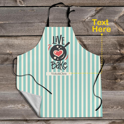Personalized Apron Custom Text Apron Gifts for Couple's Live & Bake