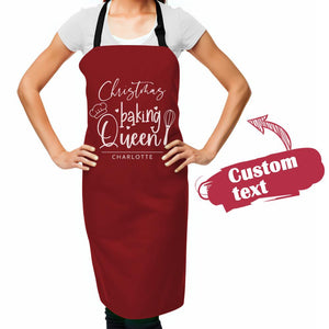 Custom Text Apron Personalized Apron Baking Queen for Family Christmas Gifts