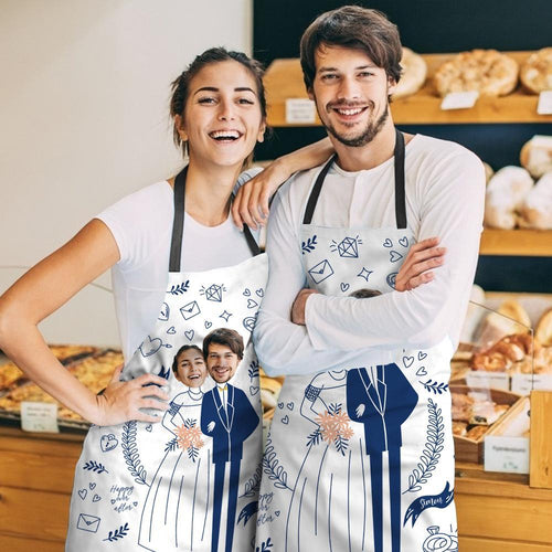 Custom Apron Wedding Gifts Apron Matching Couple Apron with Face For Family