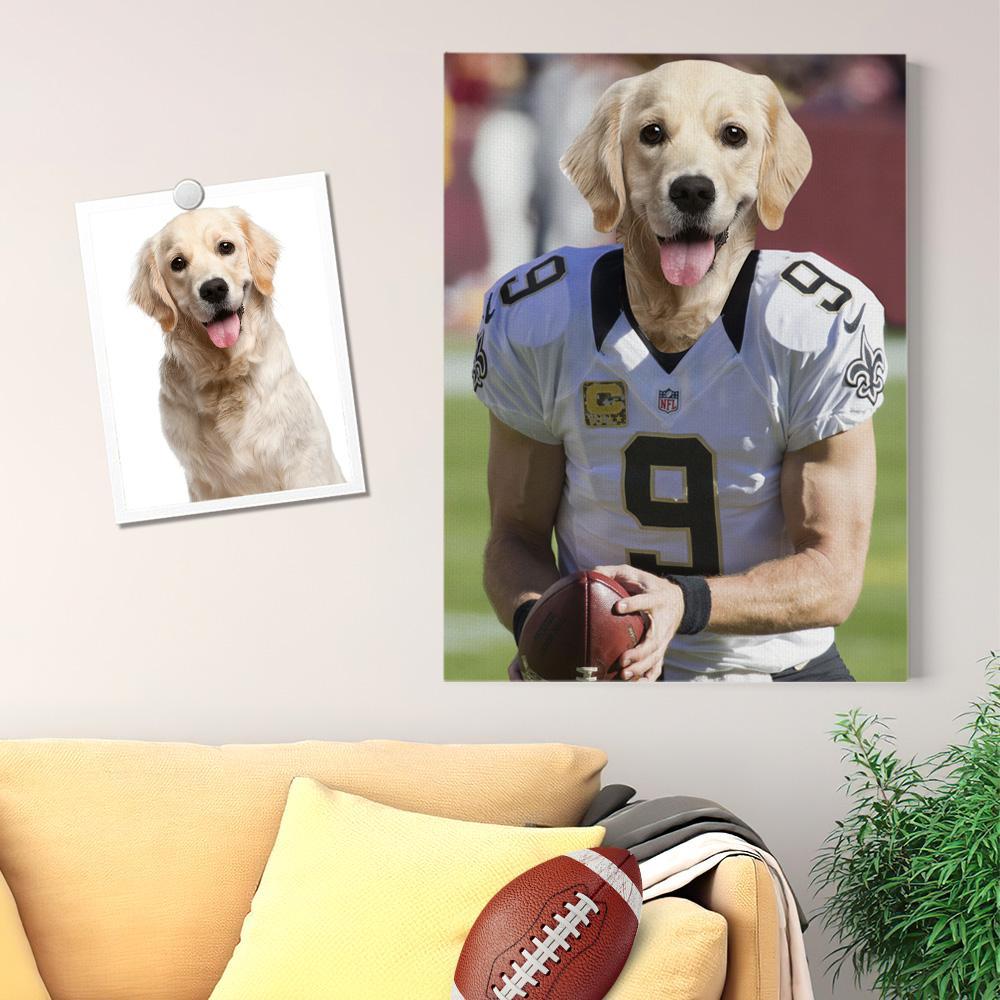 Custom Super Bowl Pet Portrait Canvas Print Custom Wall Art Home Decor No.9 Jersey