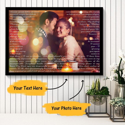 Personalized Couple Photo Painting Canvas With Unlimited Text