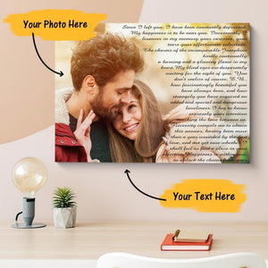 Personalized Couple Photo Painting Canvas Wall Decor With Text