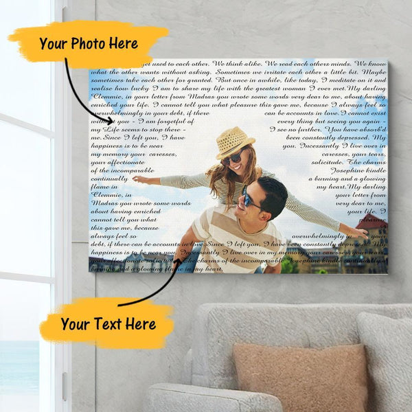 Custom Photo Painting Canvas With Unlimited Text  for Lover