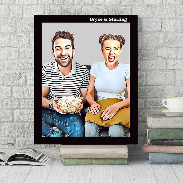 Personalized Couple Photo Canvas Print Wall Art Decor with Custom Name
