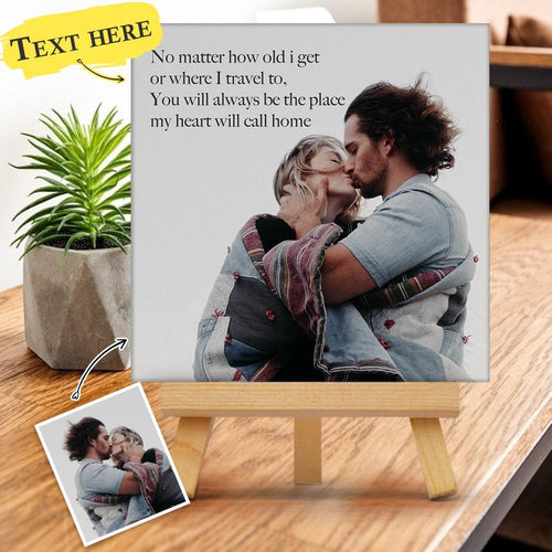 Custom Photo & Text Gallery Tabletop Canvas Print Gift for Family