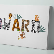 Custom Canvas Personalized Name Wall Art Print Safari Themed Animal Nursery Decor Newborn gift
