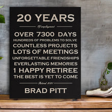 20 Years Custom Retirement Canvas Custom Year Canvas Frame Prints Wall Art Personalized  Retire Gift