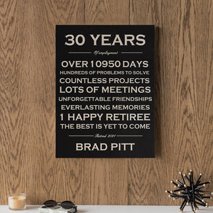 30 Years Custom Retirement Canvas Custom Year Canvas Frame Prints Wall Art Personalized  Retire Gift