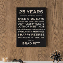 25 Years Custom Retirement Canvas Custom Year Canvas Frame Prints Wall Art Personalized  Retire Gift