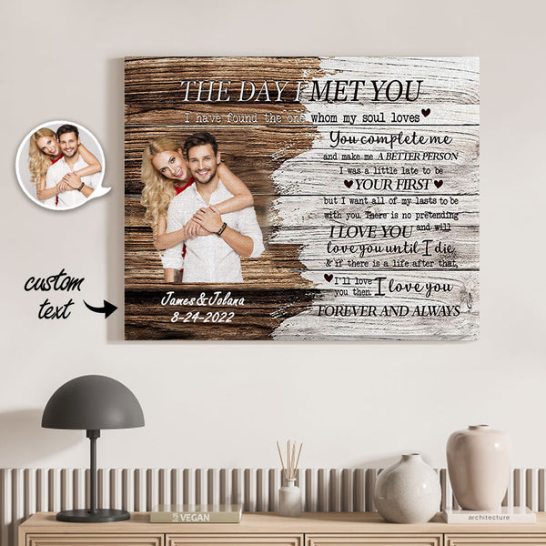 Gifts for Him Custom Photo Printed Canvas Wall Decor The Day I Met You
