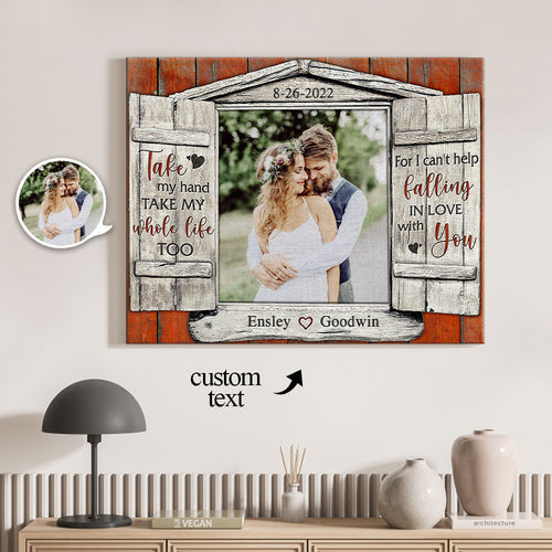 Wedding Gifts for Her Custom Photo Printed Canvas Wall Decor Falling in Love with You