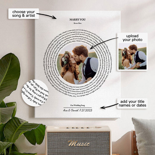 Custom Our Special Song with Picture On Canvas Personalized Photo Painting Canvas Anniversary Gift - customphototapestry