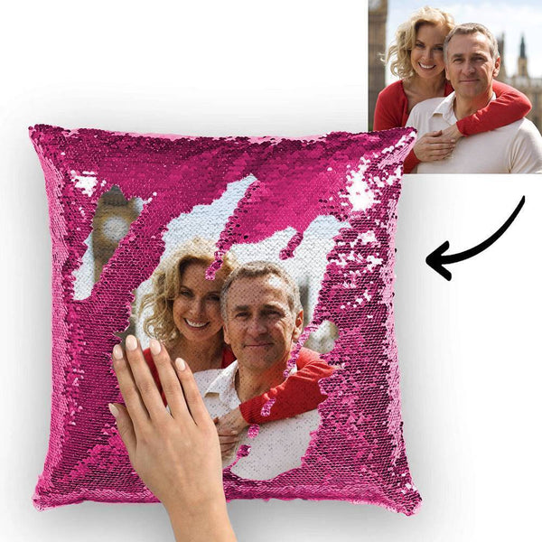 Custom Cute Couple Photo Sequin Pillow Multicolor Sequin Cushion 15.75inch*15.75inch