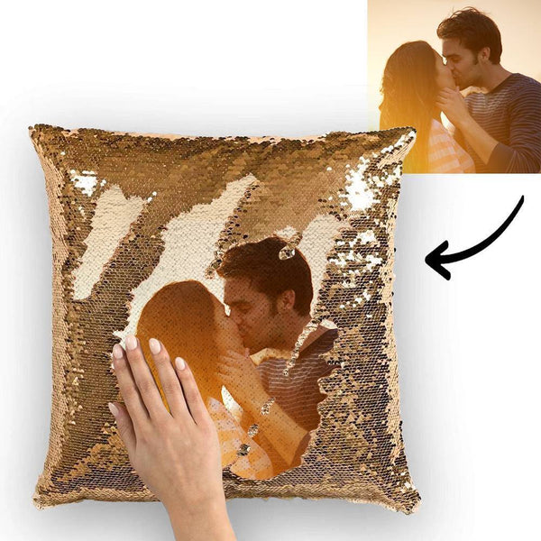 Custom Photo Reversible Sequin Cushion Pillow For Family 15.75inch*15.75inch