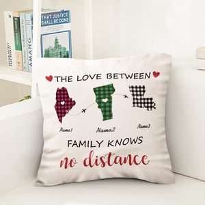 Custom State & Name Pillow THE LOVE BETWEEN US Personalized Romantic Gift Gift for Family