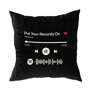 Custom Scannable Spotify Code Custom Music Pillow Case Black Couple Gifts