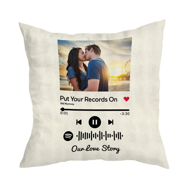 Scannable Custom Spotify Code Custom Photo Pillow Case White Romantic Gifts