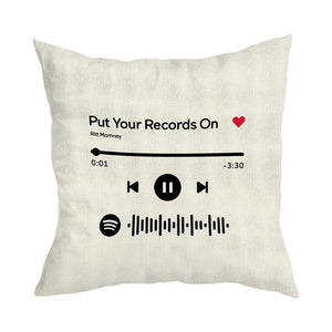 Custom Scannable Spotify Code Custom Music Pillow Case White Black Couple Gifts
