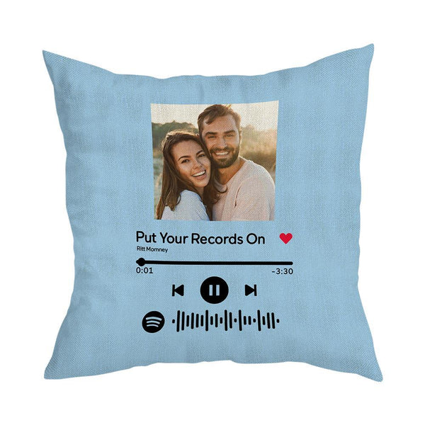 Scannable Custom Spotify Code Custom Photo Pillow Case Blue Music Gifts