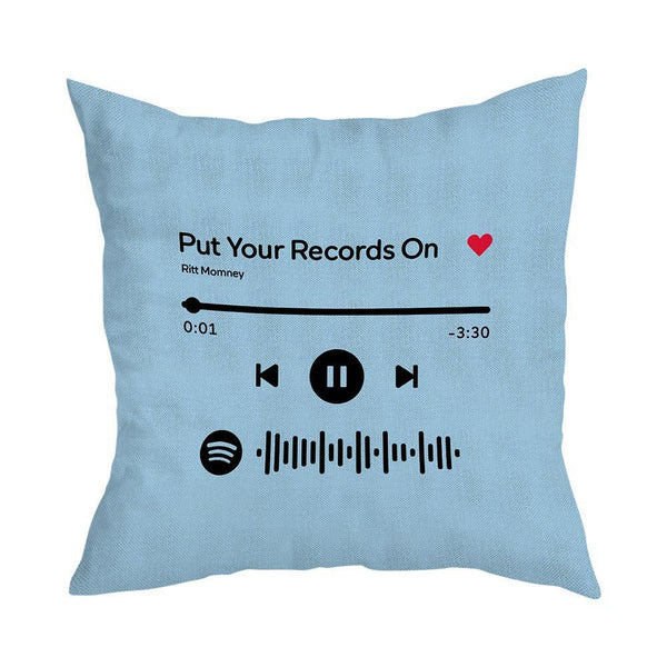Custom  Scannable Spotify Code Custom Music Pillow Case Blue Couple Gifts