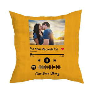 Scannable Custom Spotify Code Custom Photo Pillow Case Orange  Romantic Gifts