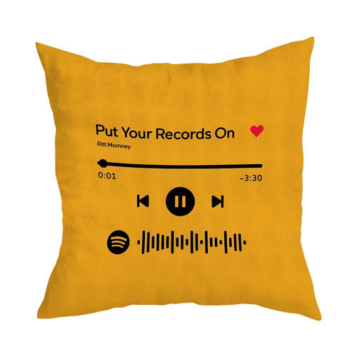 Custom Scannable Spotify Code Custom Music Pillow Case Orange  Couple Gifts