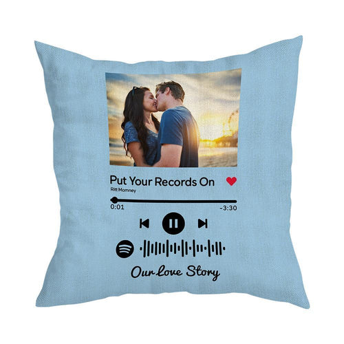 Scannable Custom Spotify Code Custom Photo Pillow Case Blue Romantic Gifts
